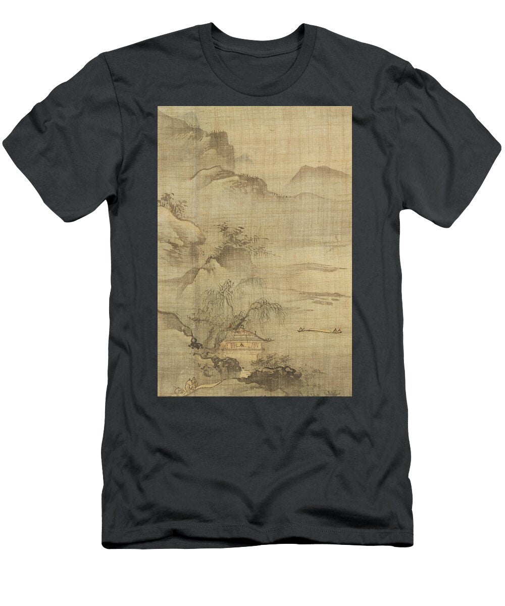 Early Spring Landscape with Figures Walking on a Mountain Path to Visit a Scholar in a Lakeside Pavilion Yi Ching Yi Jing T-Shirt