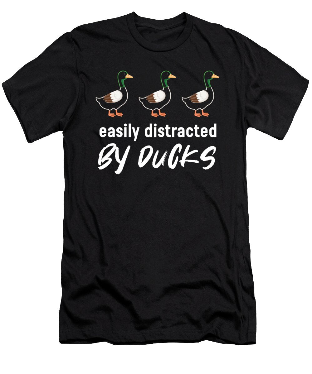 Easily Distracted By Ducks Duck Bird Moon T-Shirt