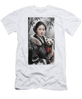 East Asian Woman in Winter Hanfu with Bear Cub and Bamboo Jon Fennel T-Shirt