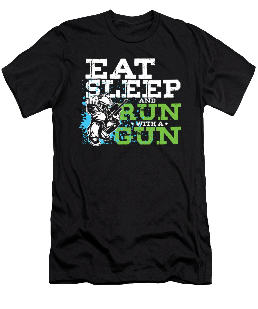 Eat Sleep Run with a Gun Paintball Player Gift Thomas Larch T-Shirt