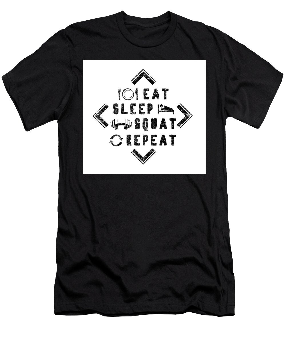 Eat Sleep Squat Repeat Mens Black Squatever Fitness T-Shirt
