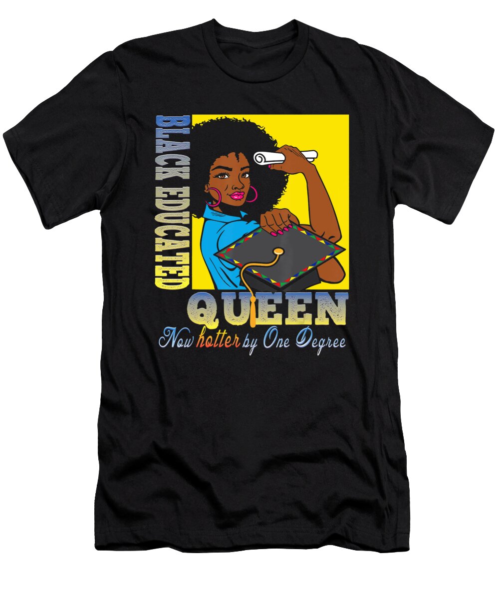 Educated Melanin Black Queen Masters Degree Gift Png Sublimation Print Tu Hoang T-Shirt