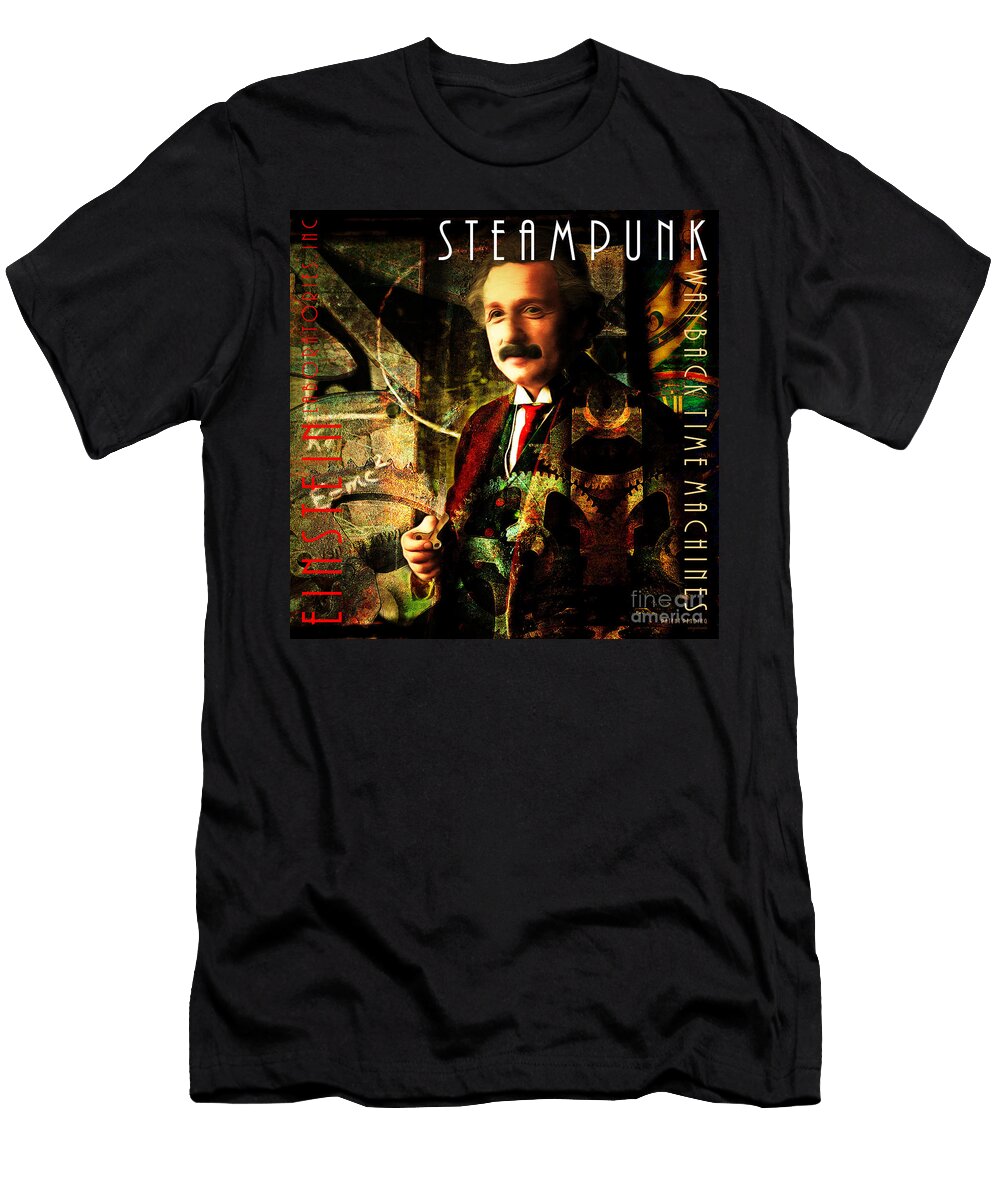 Einstein Labs Inc Steampunk Wayback Time Machines 2014 Sq with Text Wingsdomain Art and Photography T-Shirt