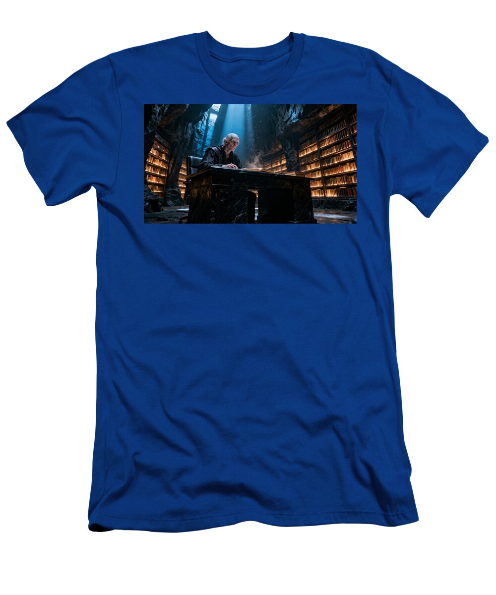 Elderly Scholar in Majestic Library Ego Crash T-Shirt
