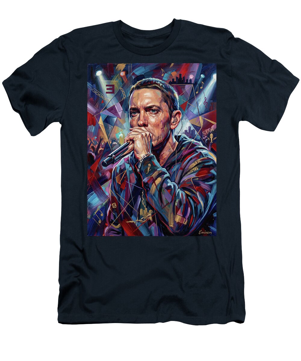 Eminem Abstract Portrait Art of Music Icons Iconic Musicians Legend Paint Sampadart Gallery T-Shirt