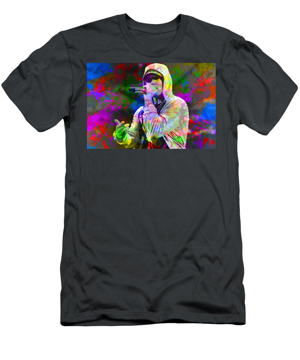 Eminem Paint Splatters Music Watercolor Portrait Design Turnpike T-Shirt