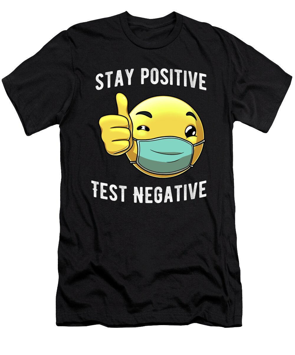 Emoji with Face Mask with Stay Positive Test Negative Lance Gambis T-Shirt