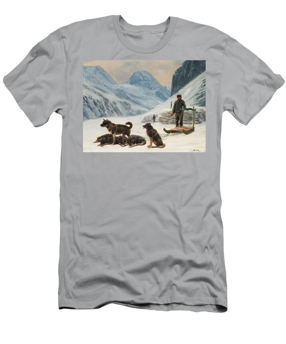 En Gronlaender Holder Hvil Ved Sin Hundeslaede Carl Rasmussen Danish T-Shirt