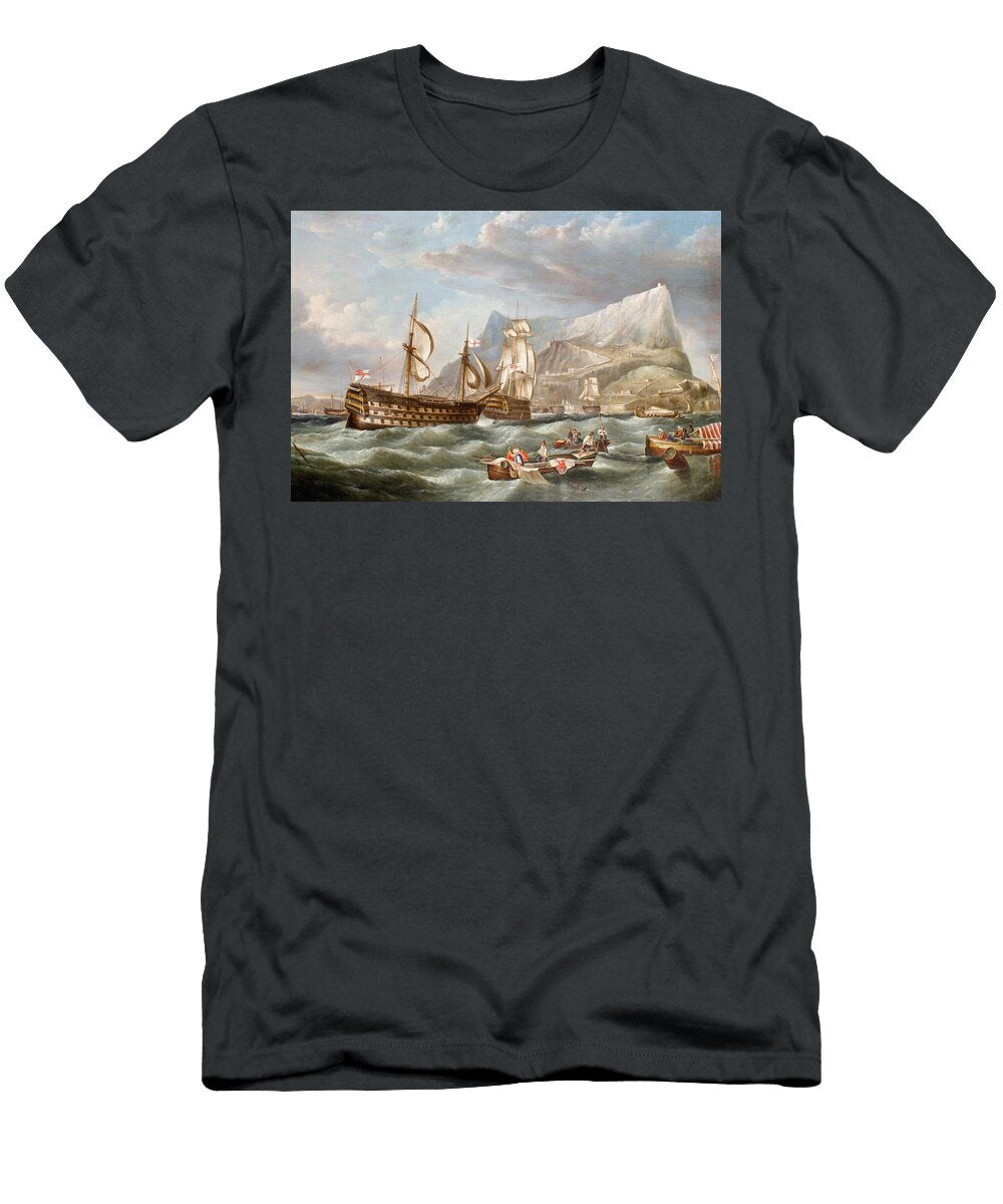 English School Hms Victory Being Towed Into Gibraltar Artistic Rifki T-Shirt