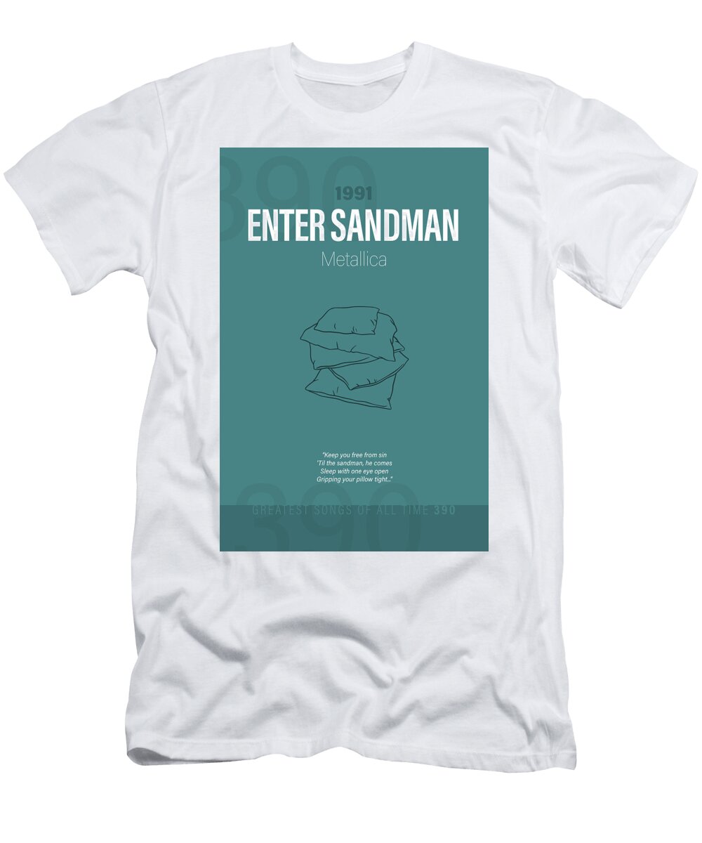Enter Sandman Metallica Minimalist Song Lyrics Greatest Hits of All Time 390 Design Turnpike T-Shirt