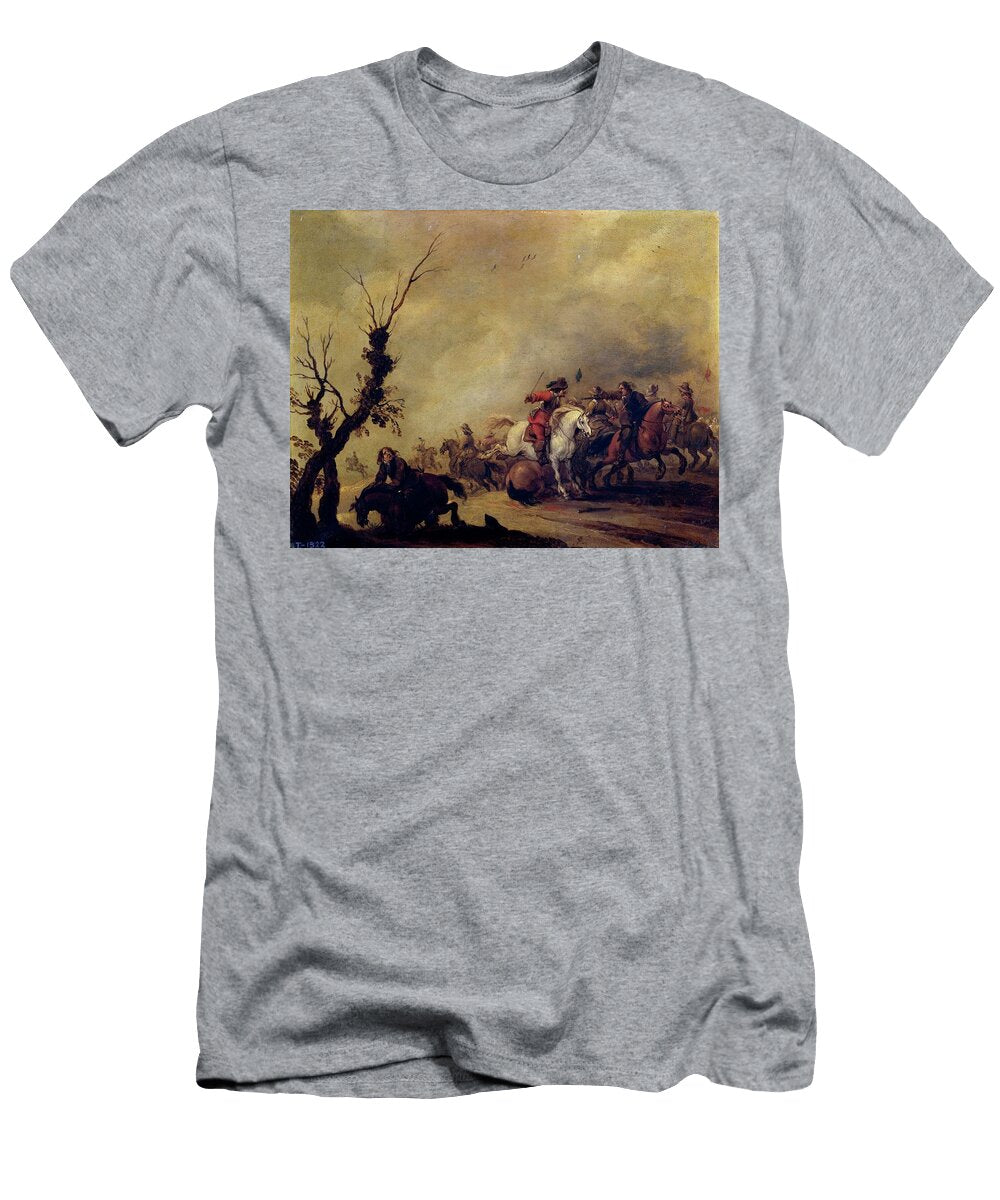 Escaramuza De Caballeria First Half 17th Century Flemish School Oil on Cop Pieter Meulener 1602 1654 T-Shirt