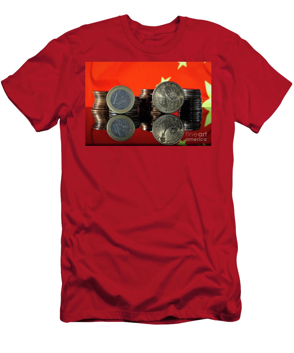 Euro Dollar Exchange Rate Parity China Chinese Flag Background Macro Pablo Avanzini T-Shirt