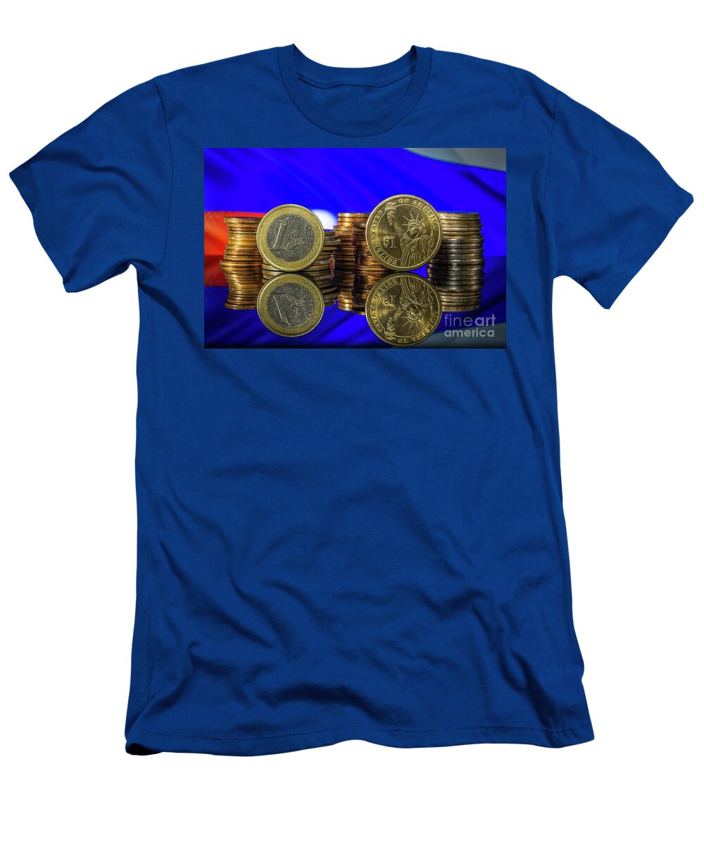 Euro Dollar Exchange Rate Parity Russia Russian Flag Background Macro Pablo Avanzini T-Shirt