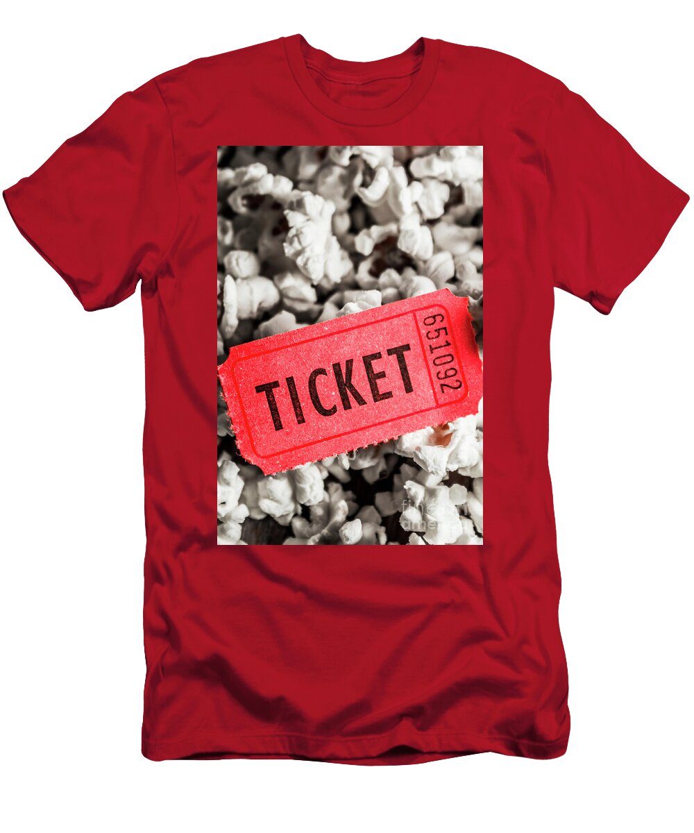 Event Ticket Lying on Pile of Popcorn Jorgo Photography Wall Art Gallery T-Shirt