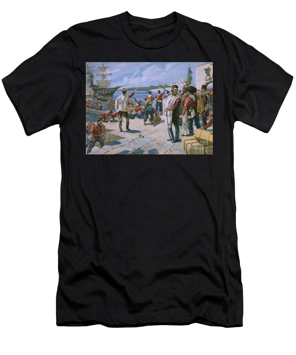 Expedition of the Thousand Under the Leadership of Giuseppe Garibaldi Landing At Marsala Sicily 1860 Italian School T-Shirt