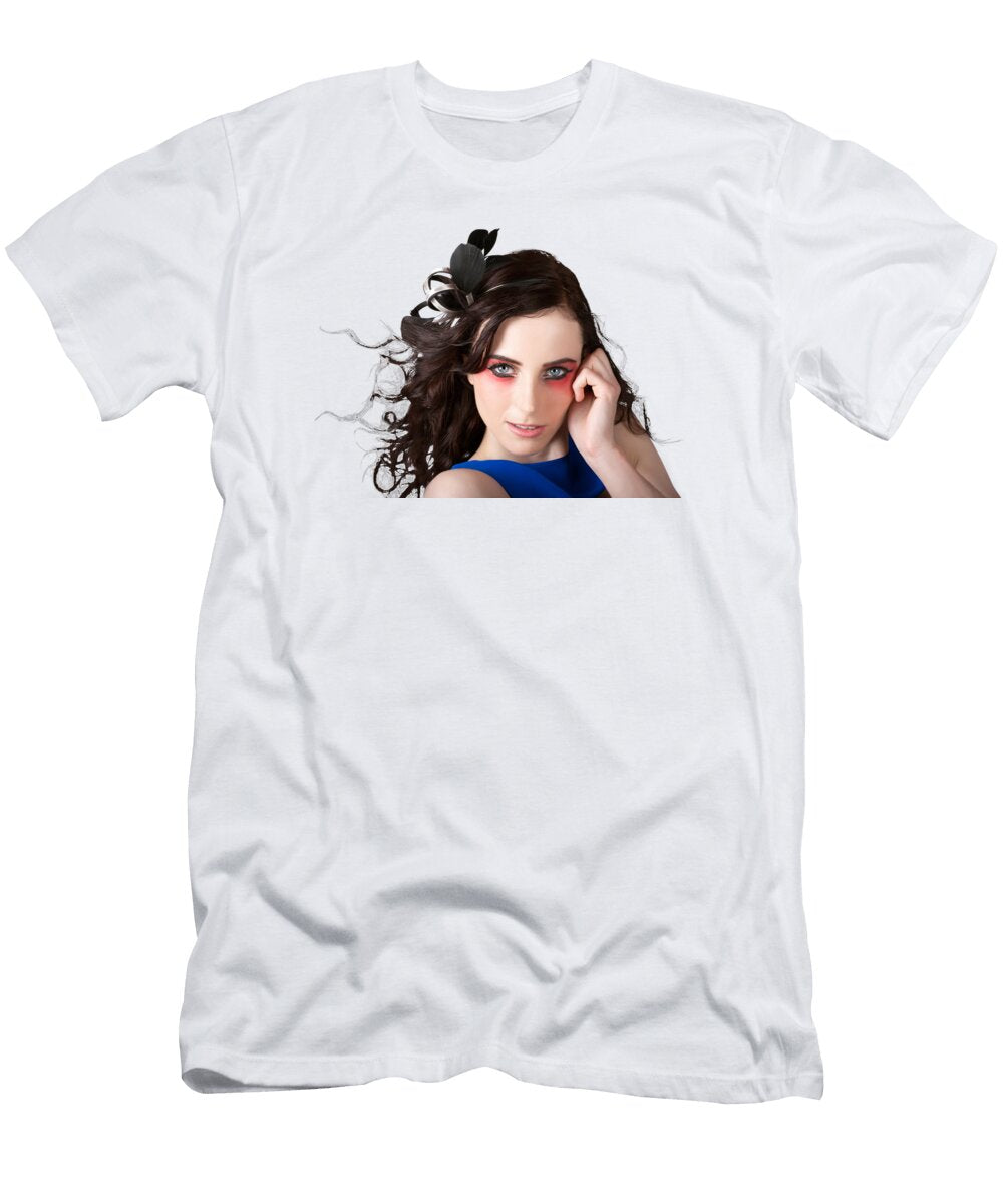 Face of a Female Beauty with Red Eye Make Up Jorgo Photography T-Shirt