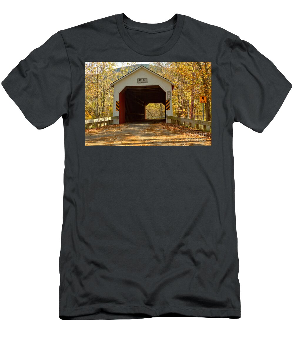 Fall Colors At the Eagleville Covered Bridge Adam Jewell T-Shirt