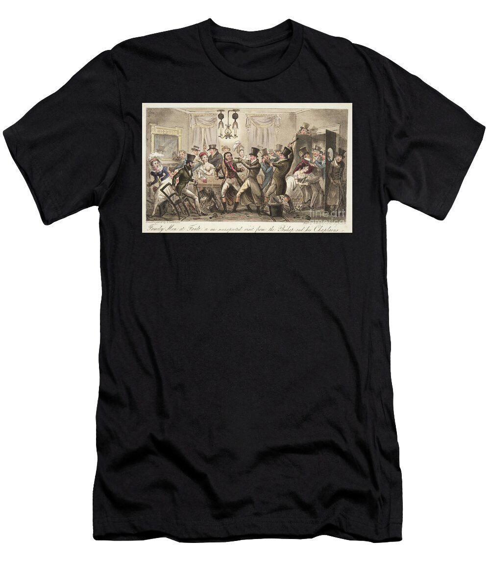 Family Men At Fault or an Unexpected Visit From the Bishop and His Chaplains From the English Spy 1824 Isaac Robert Cruikshank T-Shirt