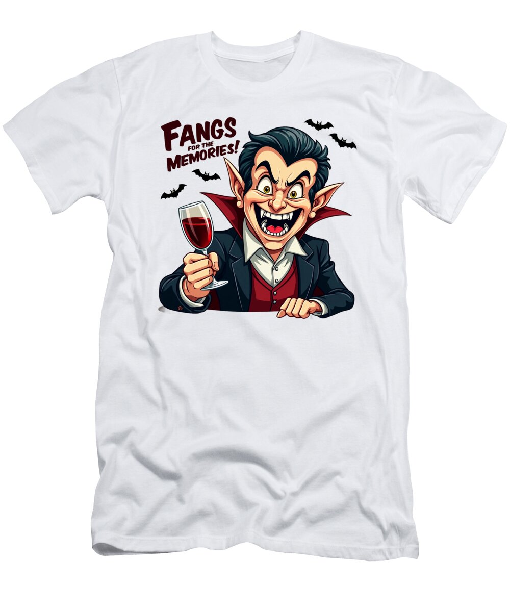 Fangs for the Memories Vampire with Wine Maximilian Klein T-Shirt