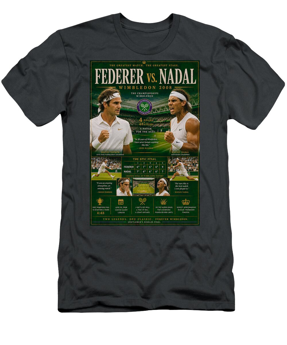 Federer Vs Nadal Wimbledon 2008 Kevin Walker and Pixel Reverie T-Shirt