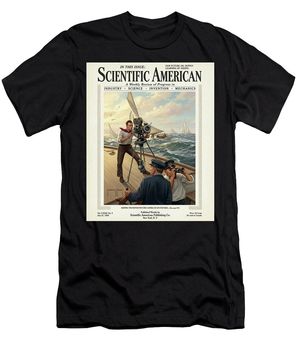 Filmmakers on a Sailboat Early 1900s Magazine Art Print Vincent Art Studio T-Shirt