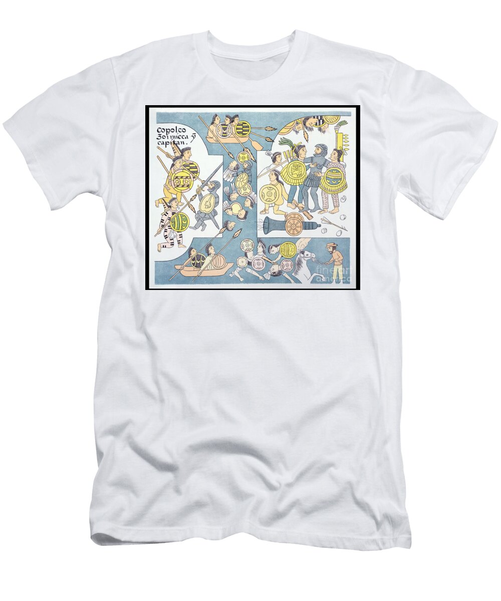Final Battle Between Hernando Cortes and Cuauhtemoc At Tenochtitlan August 1521 Mexican School T-Shirt