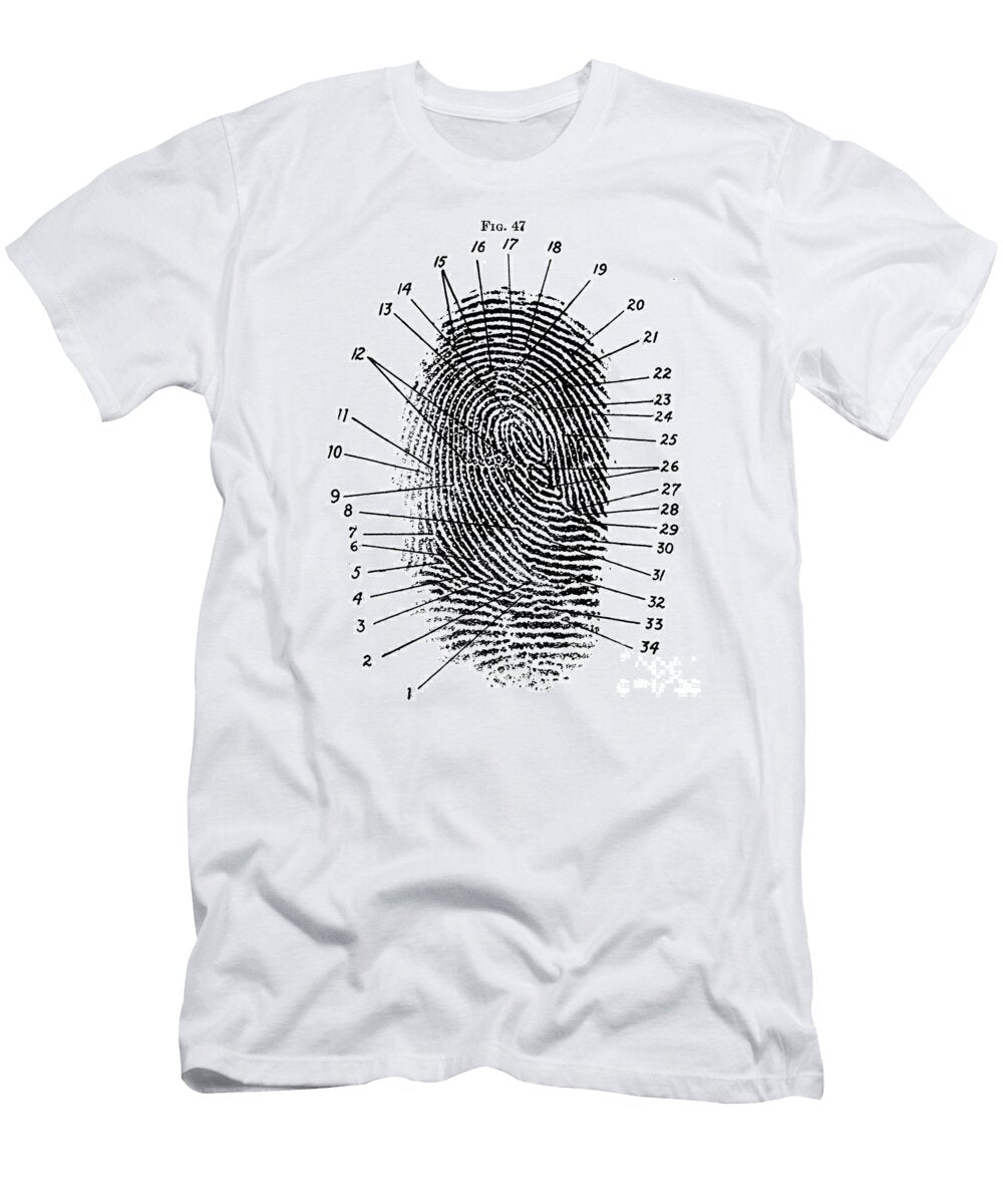 Fingerprint Diagram 1940 Science Source T-Shirt