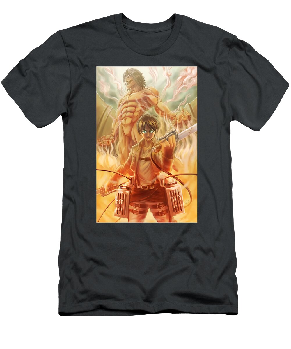 Fire Eren with Sword Claudi Haerig T-Shirt