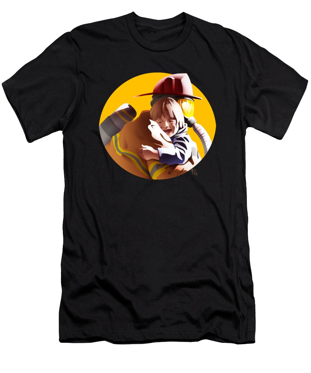 Firefighter with Child Faida Gaston T-Shirt