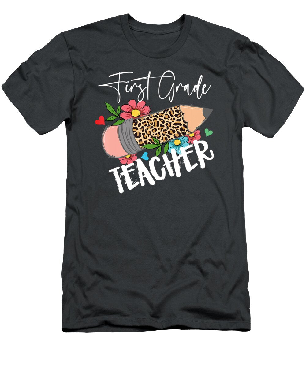 First Grade Leopard Pencil 1st First Day of School Teacher Tuong Cau Pham T-Shirt