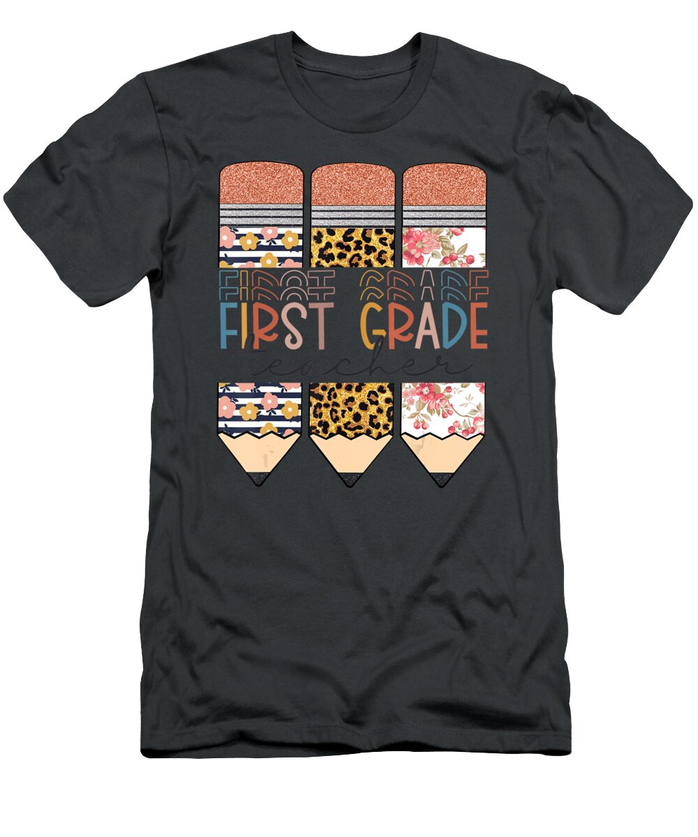 First Grade Teacher Leopard Pencil Back to School Tuong Cau Pham T-Shirt