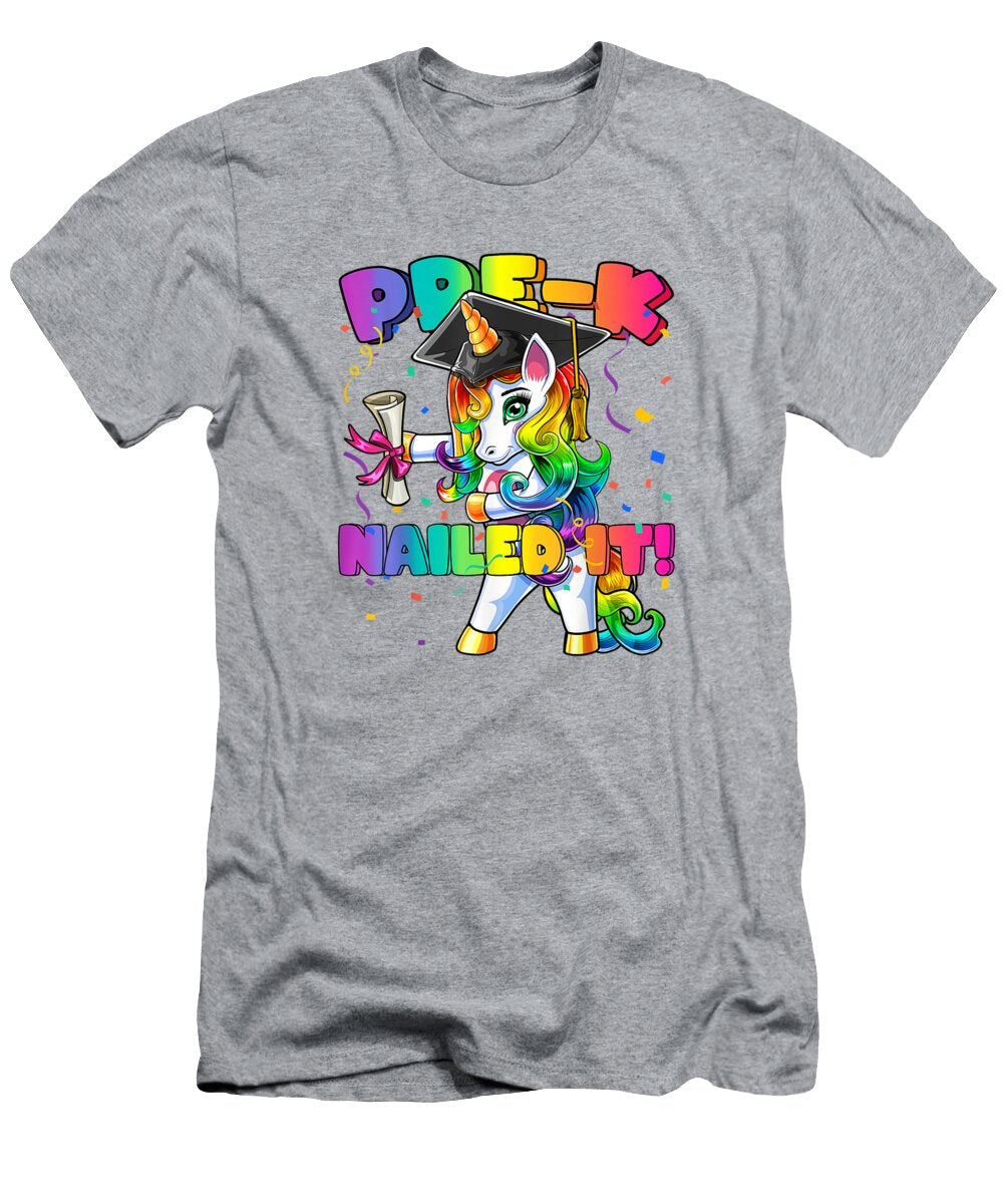 Flossing Unicorn Prek Graduation Cap Diploma Girls Black T-Shirt