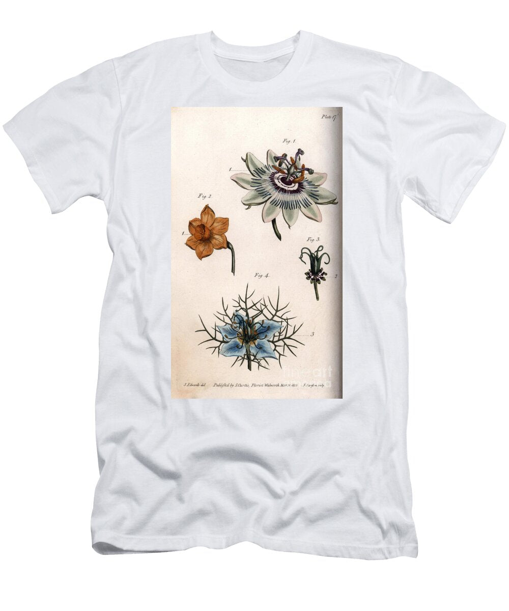 Flowers of Passion Fruit or Passion Flowers Narcissus and Nigella Sydenham Teast Edwards T-Shirt