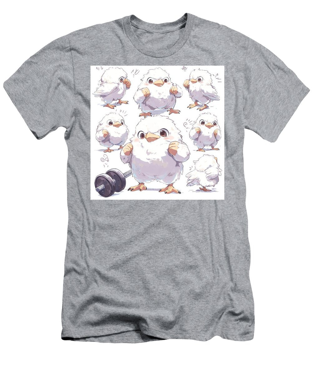Fluffy White Chick Poses Workout Fitness Cooking Problem T-Shirt