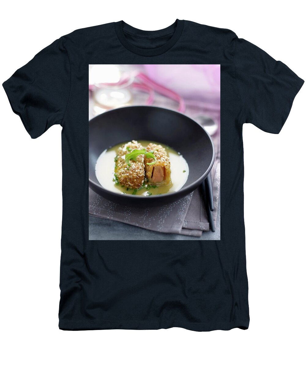 Foie Gras and Popcorn Croquettes Creamy Chicken Sauce with Herbs Amiel T-Shirt