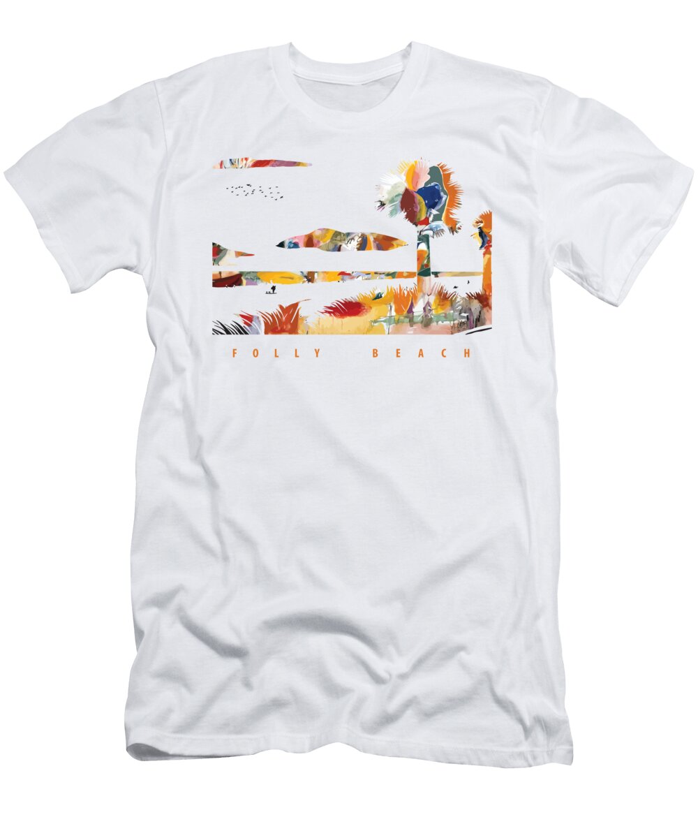 Folly Beach in Bright Colors Long Shot T-Shirt