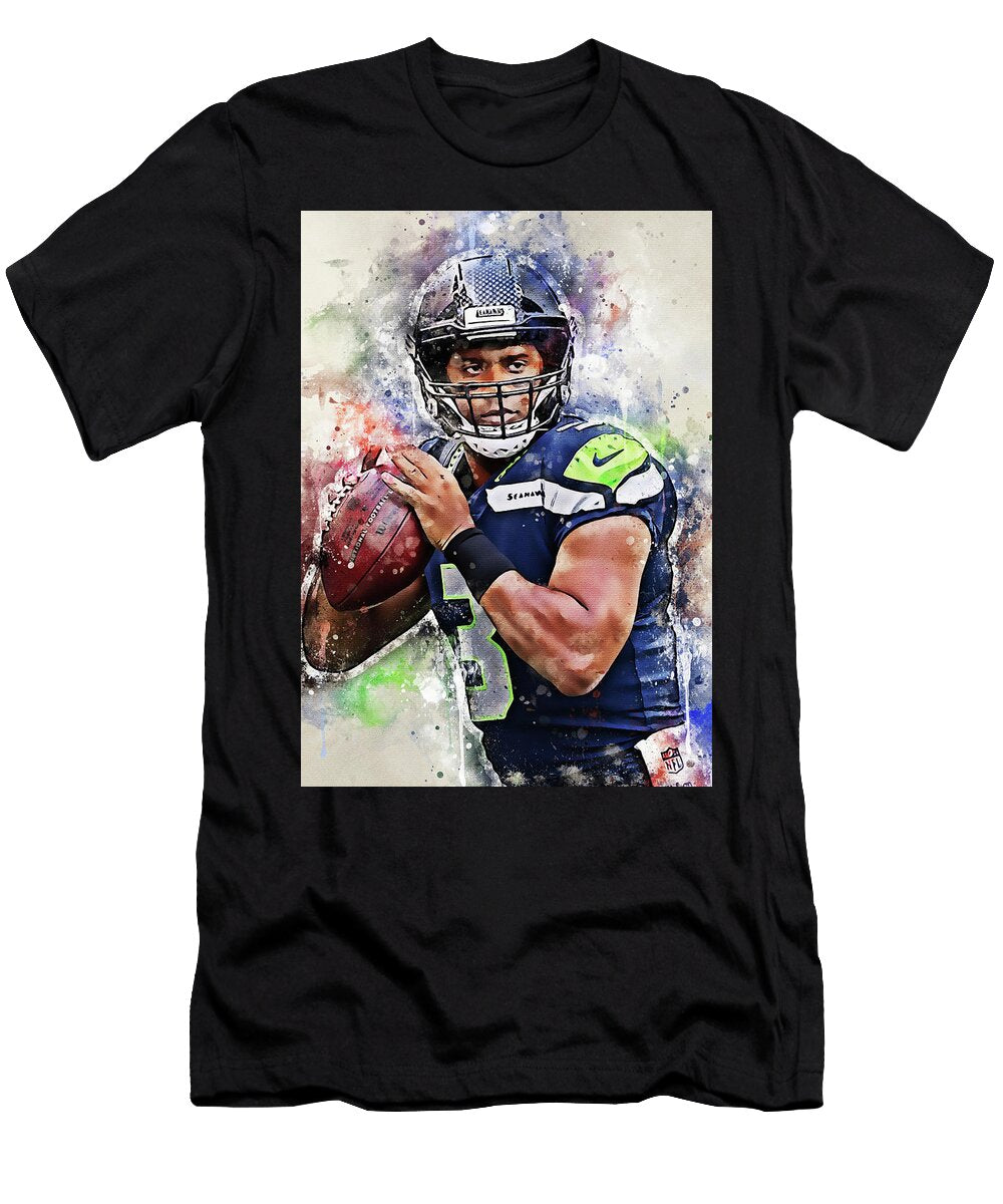 Football Art Russell Wilson Russellwilson Russell Wilson Seattle Seahawks Player American Football Wrenn Huber T-Shirt
