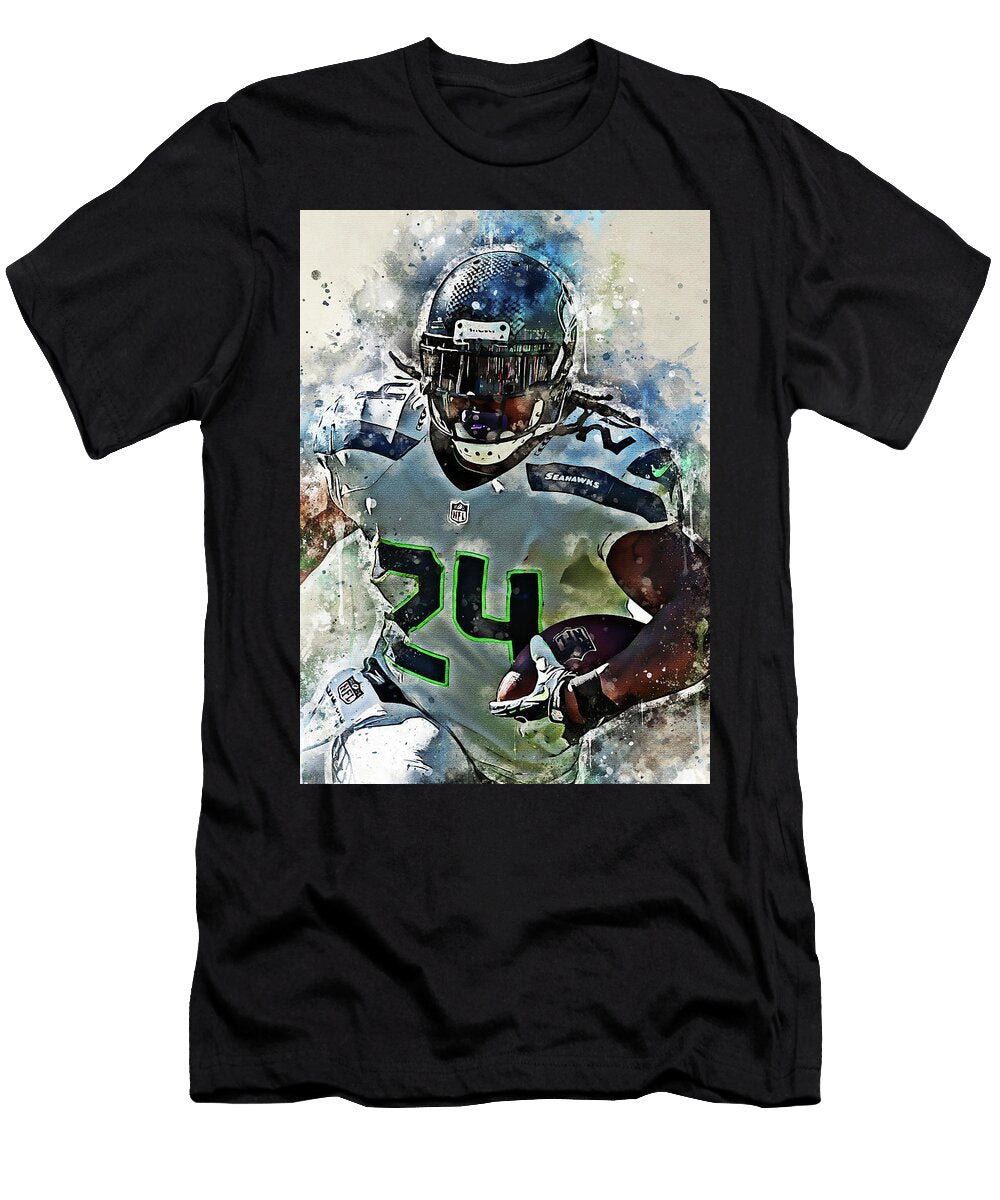 Football Art Seattle Seahawks Player Marshawn Lynch Marshawnlynch Marshawn Lynch Marshawnterrelllync Wrenn Huber T-Shirt