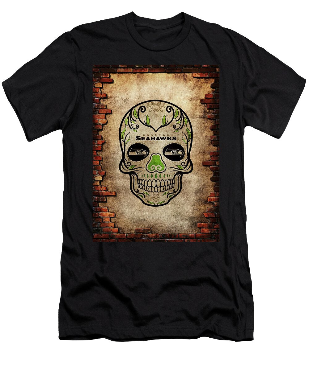 Football Fanart NFL Seattle Seahawks Skull Leith Huber T-Shirt