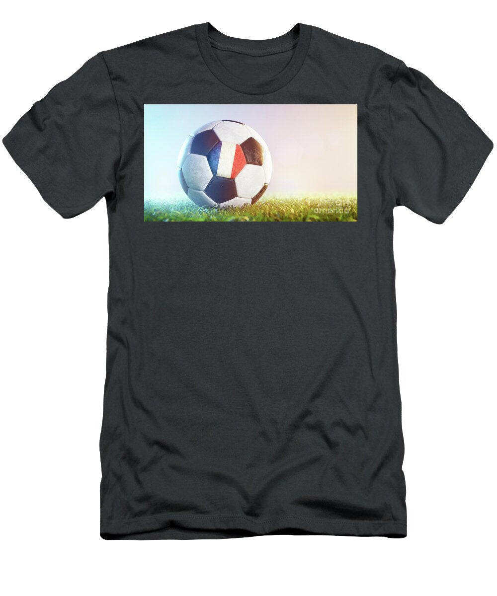 Football Soccer Ball with Flag of France on Grass Michal Bednarek T-Shirt