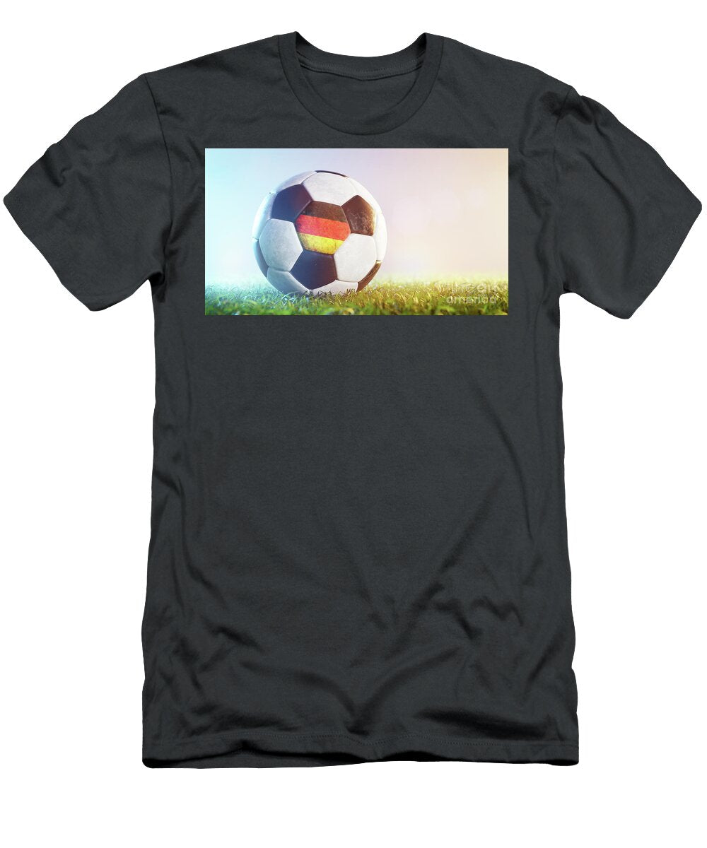 Football Soccer Ball with Flag of Germany on Grass Michal Bednarek T-Shirt