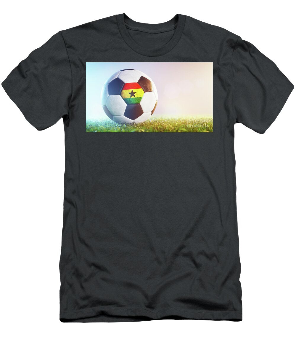 Football Soccer Ball with Flag of Ghana on Grass Michal Bednarek T-Shirt