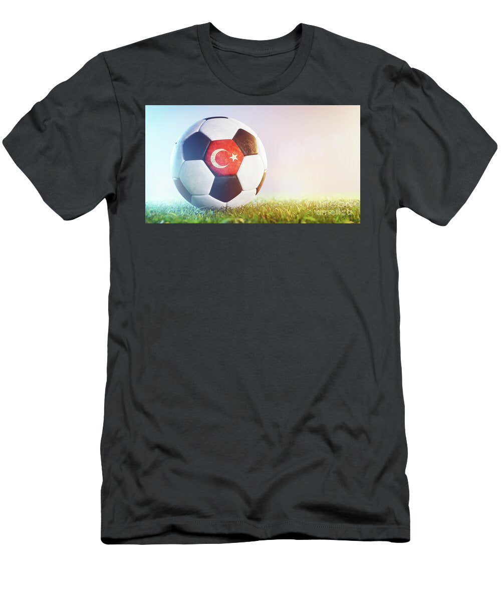 Football Soccer Ball with Flag of Turkey on Grass Michal Bednarek T-Shirt