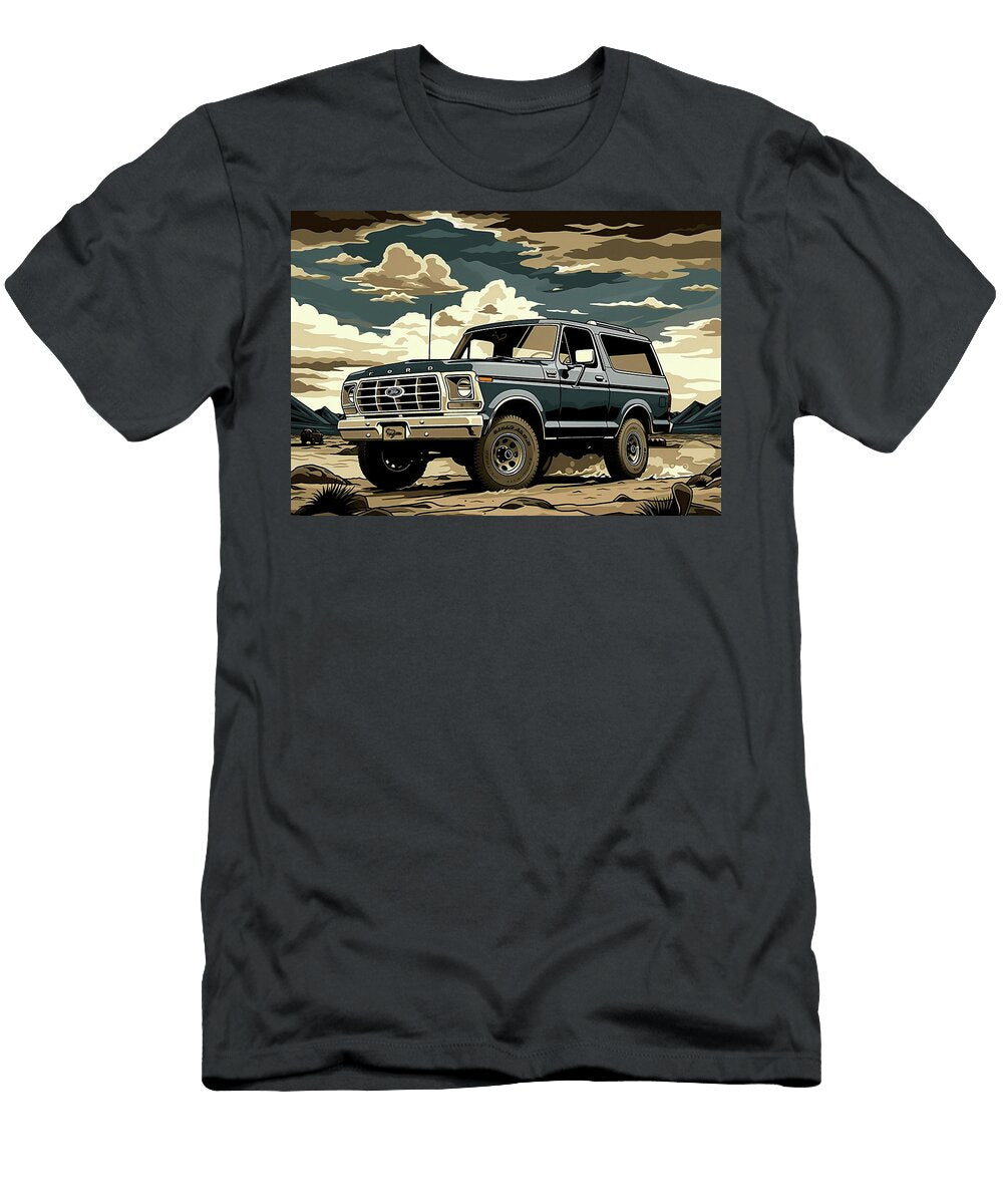Ford Bronco Off Road Illustration Classic Ford Expedition Car in Desert Landscape Destiney Sullivan T-Shirt