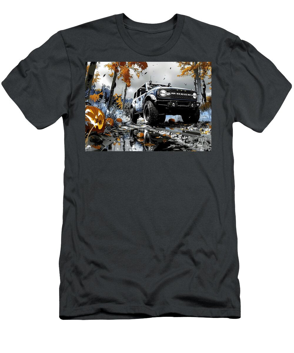 Ford Bronco Off Roading Through Autumn Forest Clark Leffler T-Shirt