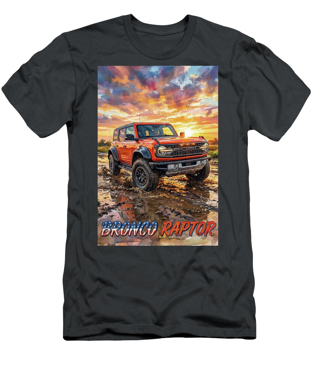 Ford Bronco Raptor At Sunset Vintage Car Art Design Retro Poster Vintage Treasure Sampadart Gallery T-Shirt