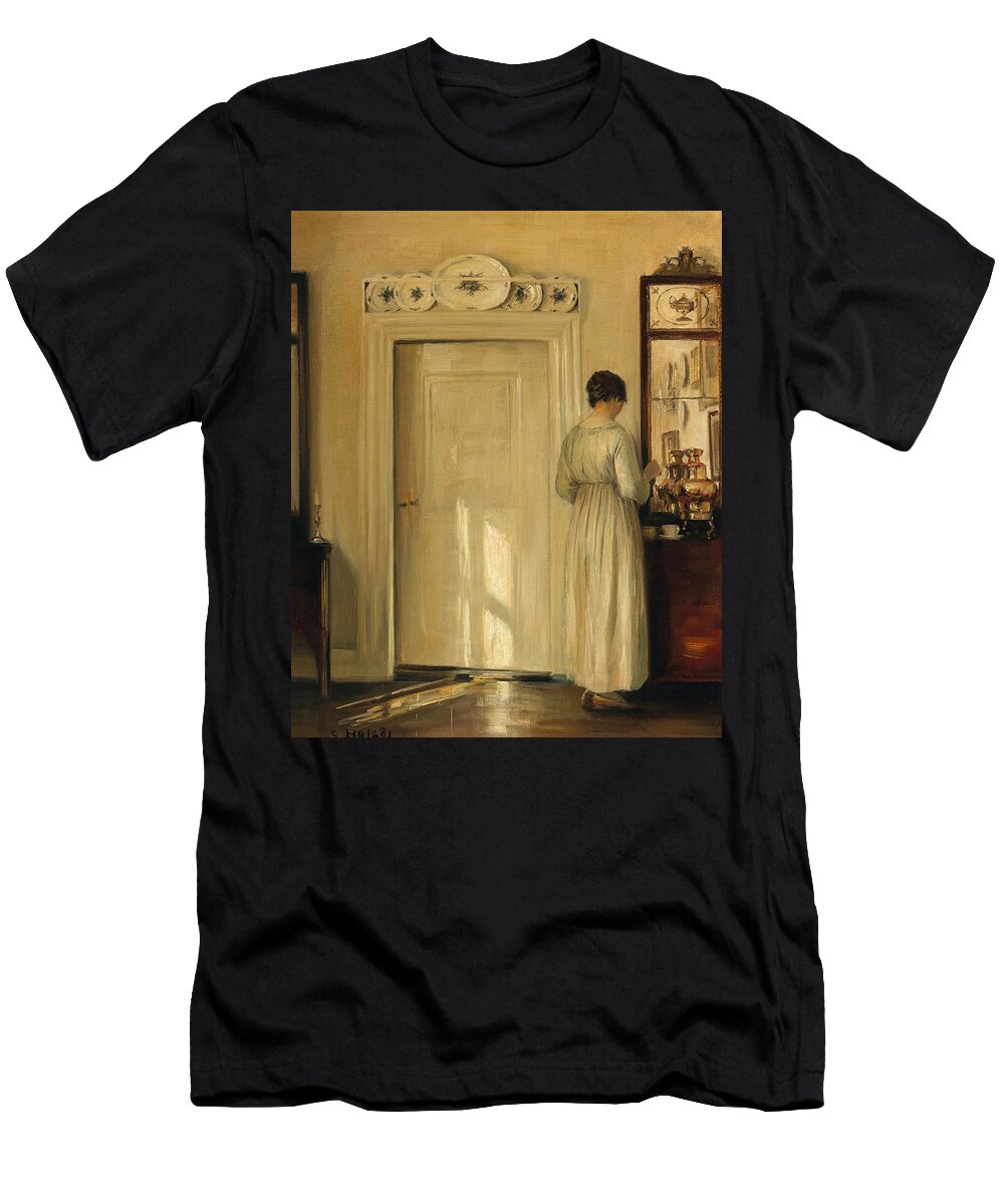 Frau Beim Teekochen Art Carl Holsoe Danish T-Shirt