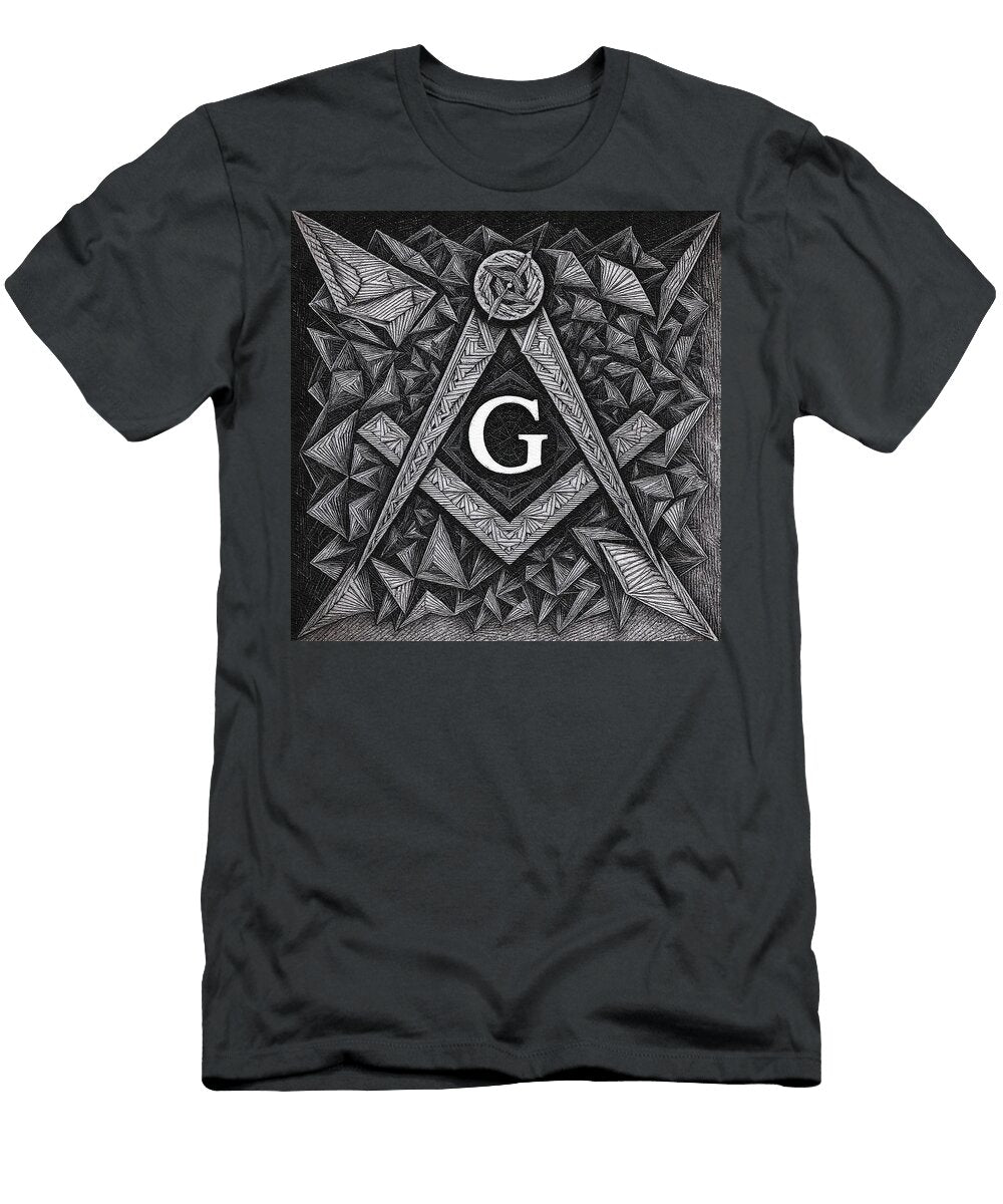 Freemason Pattern with Compass and Square Pi T-Shirt