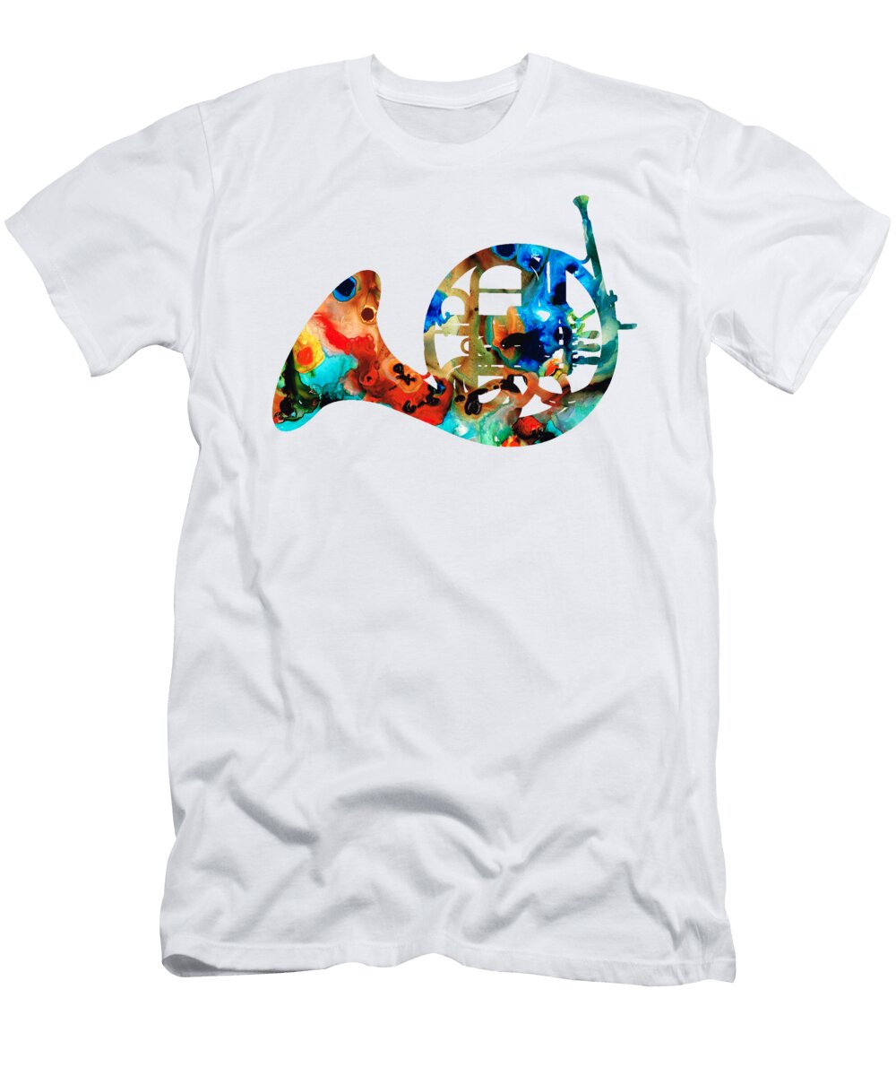 French Horn Colorful Music By Sharon Cummings Sharon Cummings T-Shirt