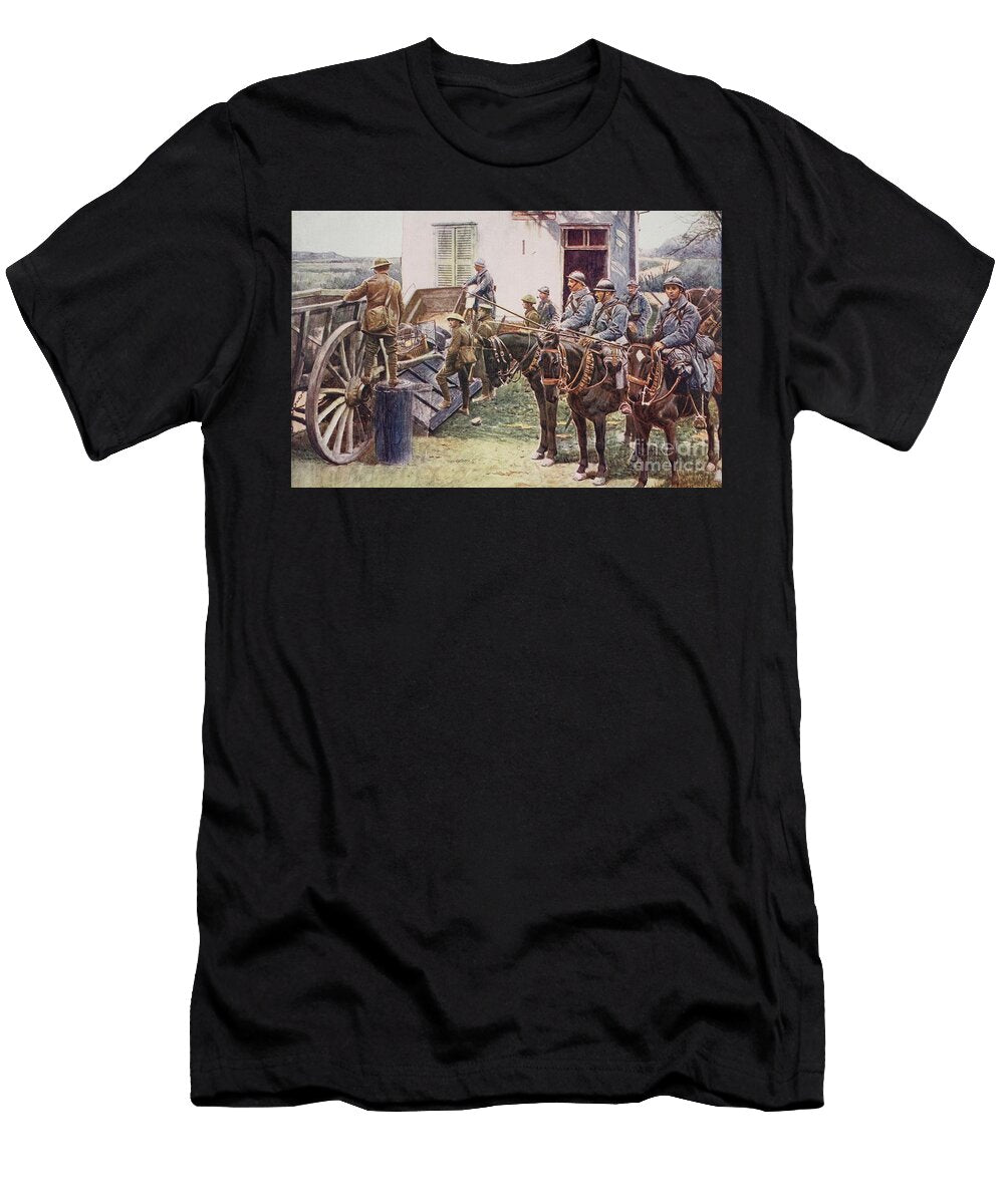 French Lancers Arriving At a Village Outpost Coming in Aid of the British Forces 1914 19 English School T-Shirt
